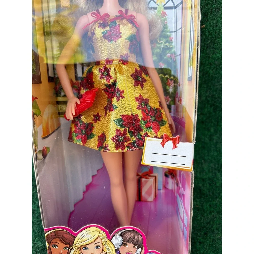 Barbie Holiday Doll 2017 Doll  Red & Gold Christmas Party Dress FTF78
